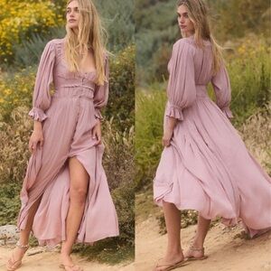 FREE PEOPLE Magdalia Maxi Dress Pale Mauve